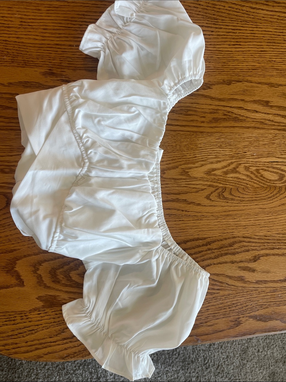 White Off-Shoulder Ruffled Crop Top - Picture 2 of 4